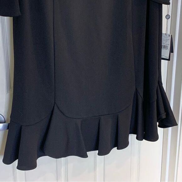 Adriana Papell Knit Crepe Flounced Shift Dress Black Size 20W NWT - Picture 6 of 13